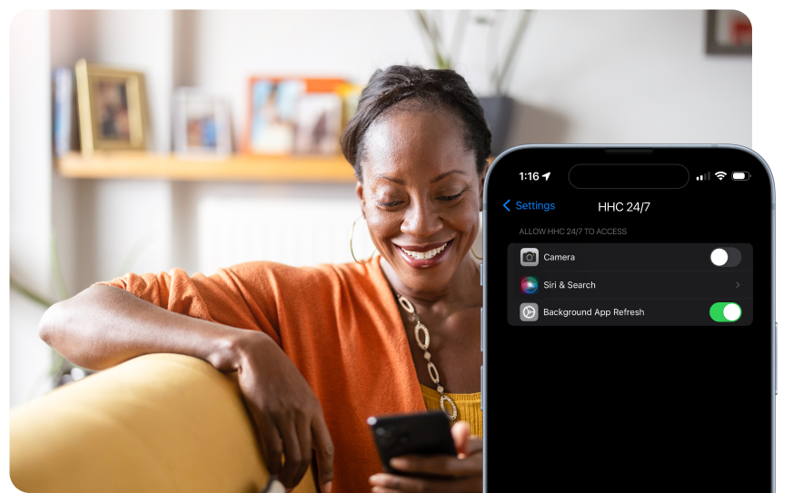 Lady using app